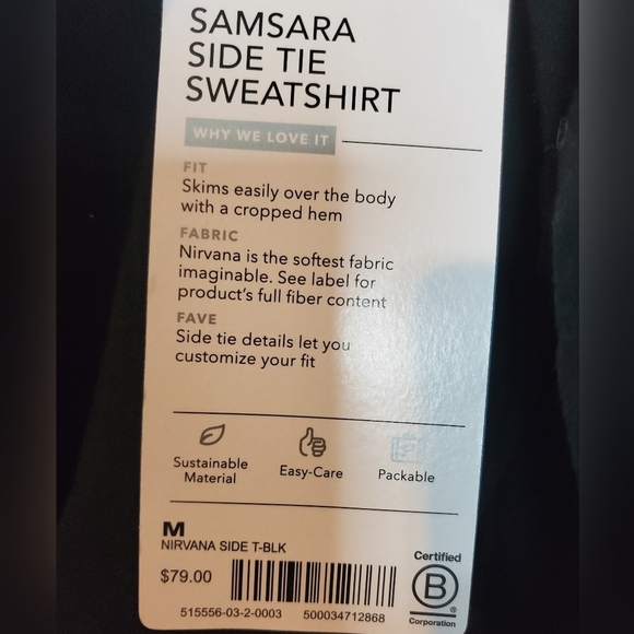 NWT Athleta Nirvana Side Tie Sweatshirt Size Medium - Picture 7 of 16